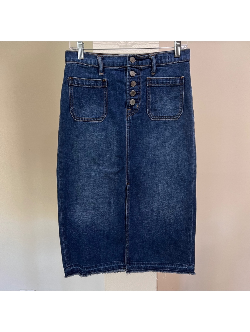 Gap Denim Maxi Long Skirt Front Slit 29” Western Festival Country Minimalist